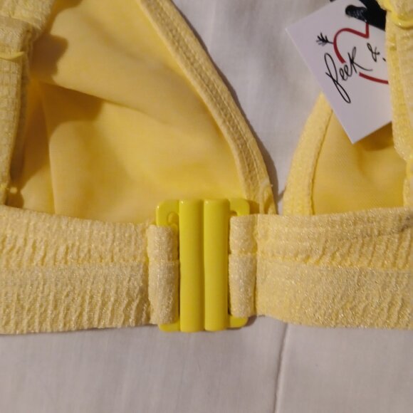 Peek and Beau Women's Fuller Bust  Ribbed Triangle  Bikini Top NWT Lemon - Picture 9 of 10